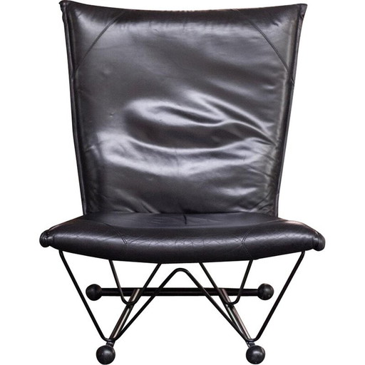 Vintage Flyer Sessel aus Metall und Leder von Pierre Mazairac und Karel Boonzaaijer für Young International, 1980