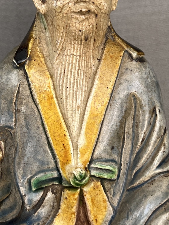 Image 1 of Unsterblich, Ming-Dynastie glasierte Keramik Würdenträger Fahua, signiert. 17. Jahrhundert, glasiert Ming-Dynastie,