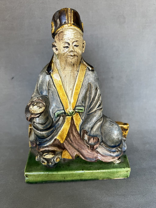 Unsterblich, Ming-Dynastie glasierte Keramik Würdenträger Fahua, signiert. 17. Jahrhundert, glasiert Ming-Dynastie,