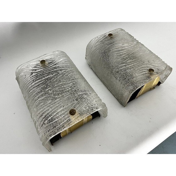 Image 1 of Paar alte Kronleuchter aus Murano-Corteccia-Glas von Toni Zuccheri für Venini, Italien 1960