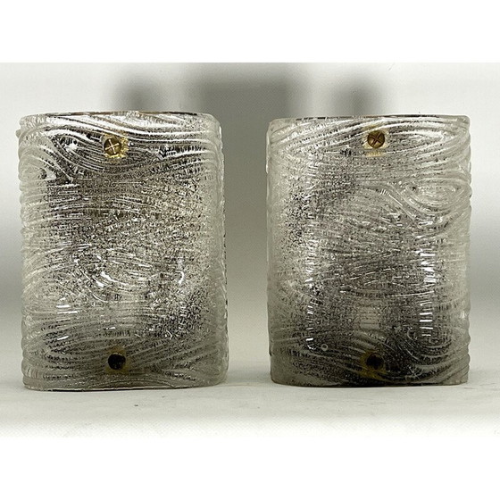 Image 1 of Paar alte Kronleuchter aus Murano-Corteccia-Glas von Toni Zuccheri für Venini, Italien 1960