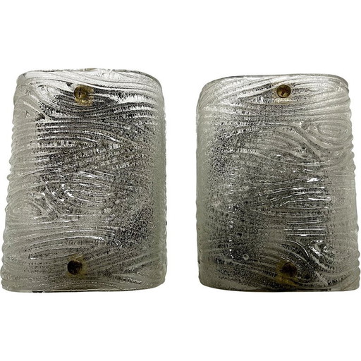 Paar alte Kronleuchter aus Murano-Corteccia-Glas von Toni Zuccheri für Venini, Italien 1960