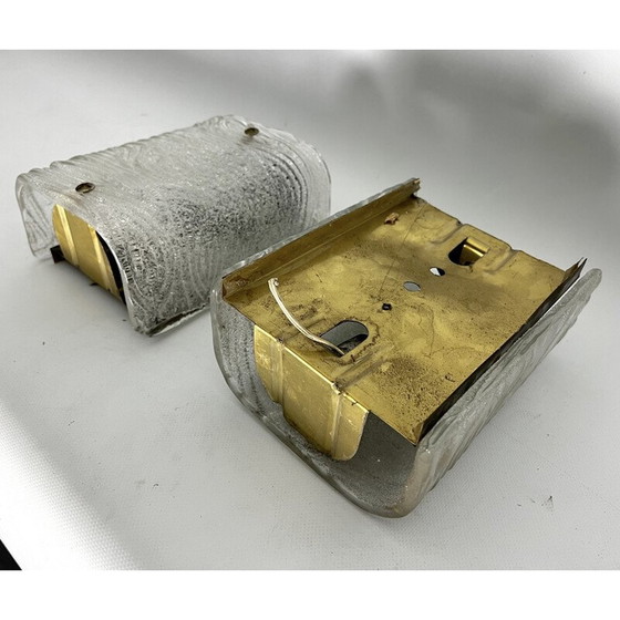 Image 1 of Paar alte Kronleuchter aus Murano-Corteccia-Glas von Toni Zuccheri für Venini, Italien 1960