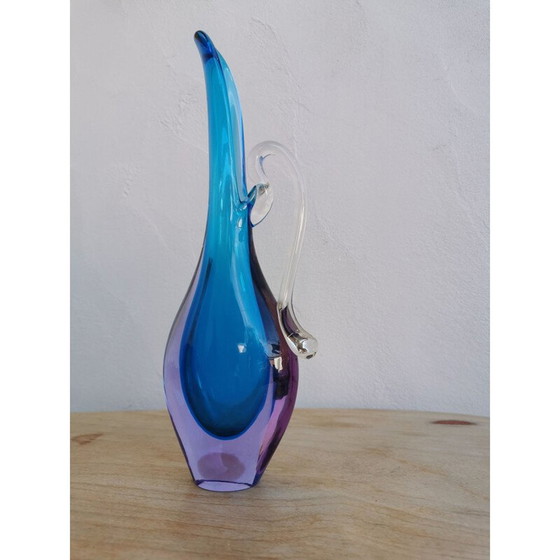 Image 1 of Vintage Vase Muranokristall blau 1970