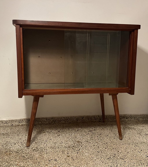 Likör- Und Fernsehschrank Mit Spiegelboden Und Rückbeleuchtung / Vintage