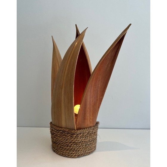 Image 1 of Dekorative Vintage-Tischlampe aus Palme und Seil, Frankreich 1970