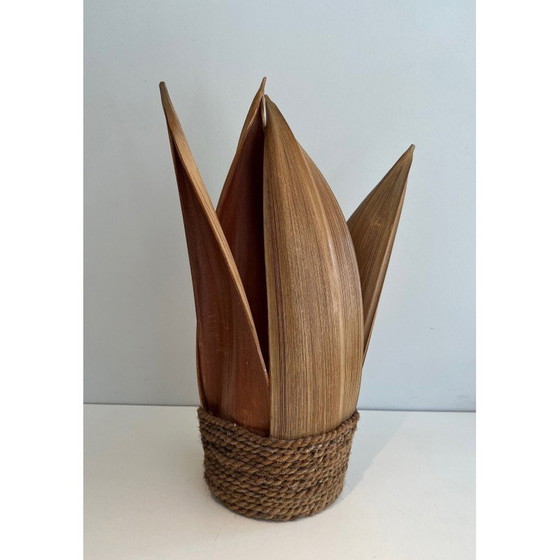 Image 1 of Dekorative Vintage-Tischlampe aus Palme und Seil, Frankreich 1970