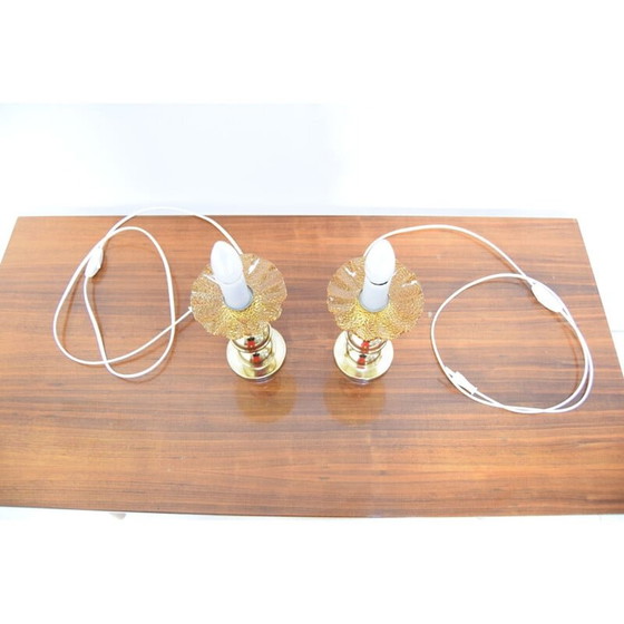 Image 1 of Paar alte Tisch- oder Wandlampen aus Messing und Glas von Kamenicky Senov, Tschechoslowakei 1960