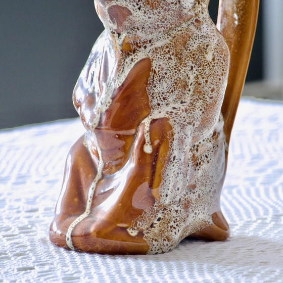 Image 1 of Antike Karaffe aus Barbotine Zoomorph Schwein aus Steinzeug glasiert Schaum