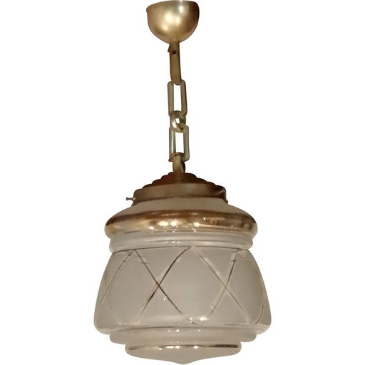 Vintage Art Deco Hängeleuchte aus Granitglas, 1950