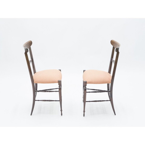 Image 1 of Paar vintage Campanino Chiavari Stühle aus Nussbaum von Fratelli Levaggi 1950