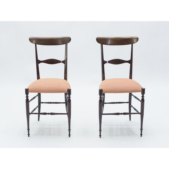 Image 1 of Paar vintage Campanino Chiavari Stühle aus Nussbaum von Fratelli Levaggi 1950