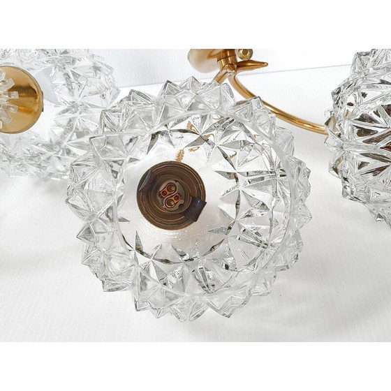 Image 1 of Paar Wandlampen aus vergoldetem Messing und Glas, 1950