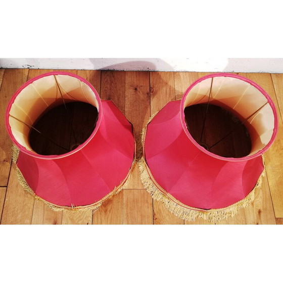 Image 1 of Vintage-Deckenlampe aus rotem Stoff