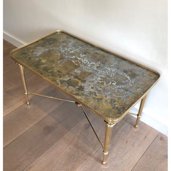 Image 1 of Vintage Couchtisch aus Messing und Glas für Maison Ramsay, Frankreich 1940er Jahre