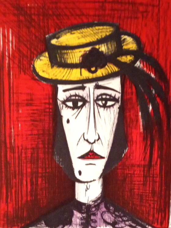 Image 1 of Bernard Buffet ---Femme Avec Chapeau Jaune