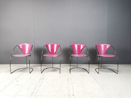 Image 1 of Vintage Pink 'Linda' Esszimmerstühle von Arrben, 1980er Jahre - 4er Set