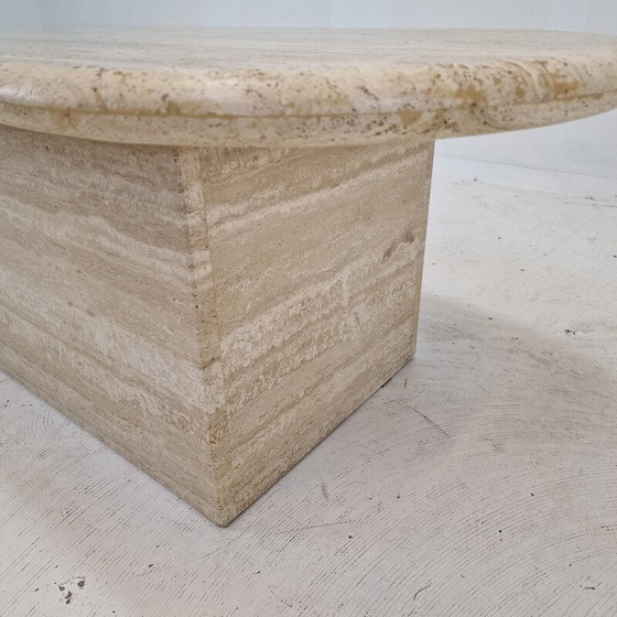 Image 1 of Italienischer Vintage-Couchtisch aus Travertin, 1980er Jahre