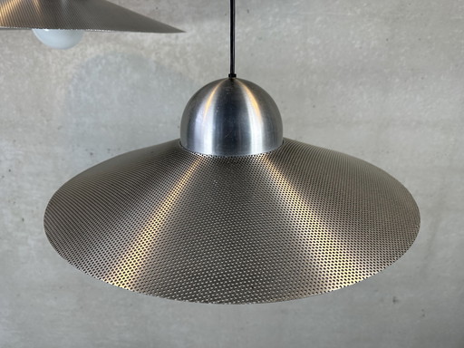 3x Vintage-Pendelleuchten - perforiertes Aluminium