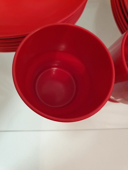 Vintage Gio'Style Geschirr Melamin rot