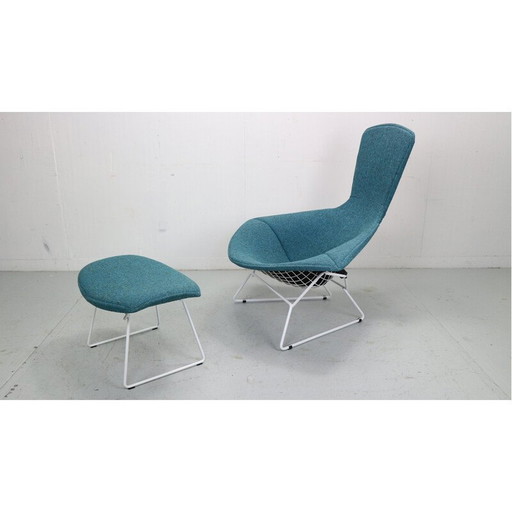 Alter Stahlsessel mit Ottomane von Harry Bertoia für Knoll International, 1952