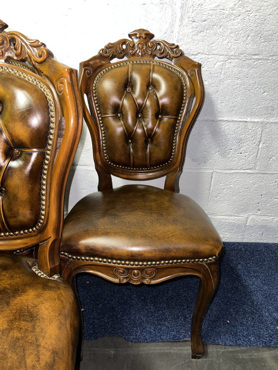 Image 1 of 6 Chesterfield Barock Esszimmerstühle Leder