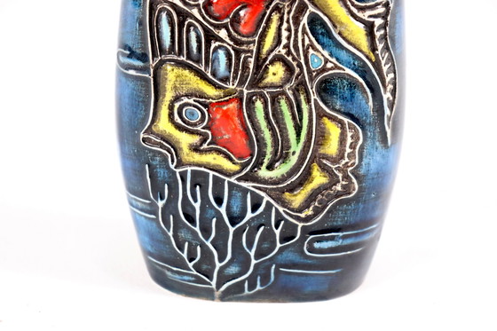 Image 1 of Vintage-Keramik-Vase mit Fisch