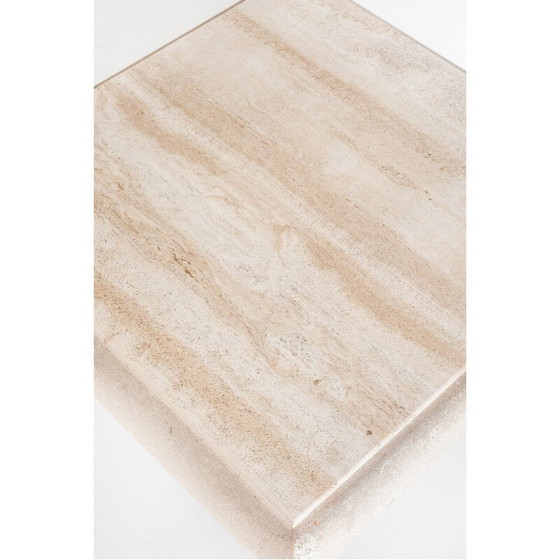 Image 1 of Niedriger Beistelltisch im Vintage-Stil. Travertin-Marmor. Italien, 80er Jahre