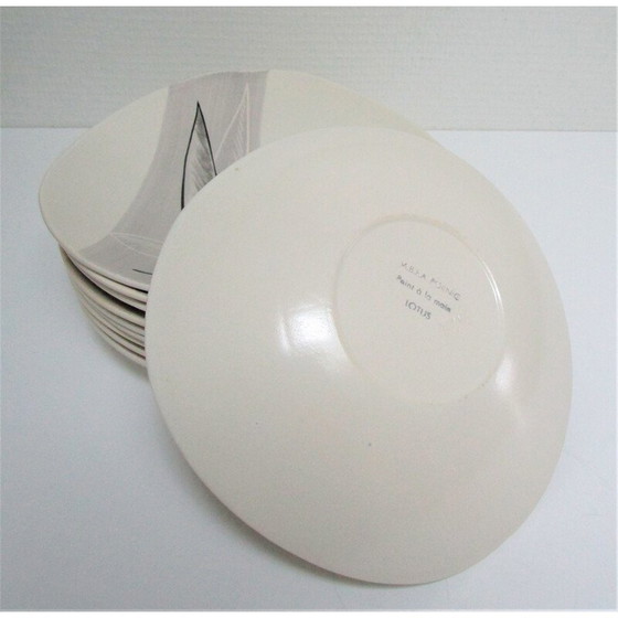 Image 1 of Lot von 10 Tellern "Lotus" für Pornic, Frankreich 1960