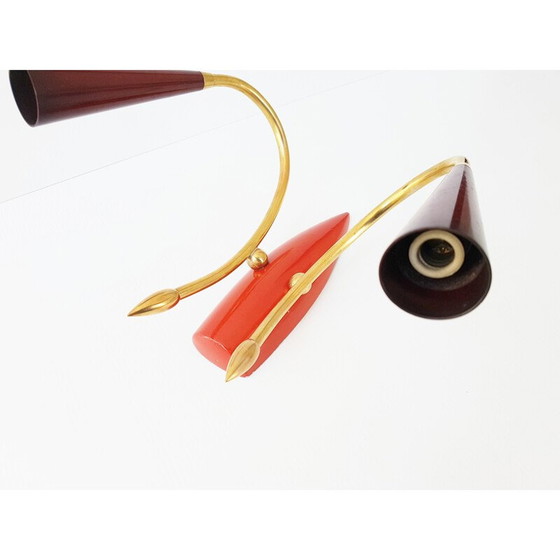 Image 1 of Vintage-Wandleuchter aus Messing und Gusseisen - 1950er Jahre