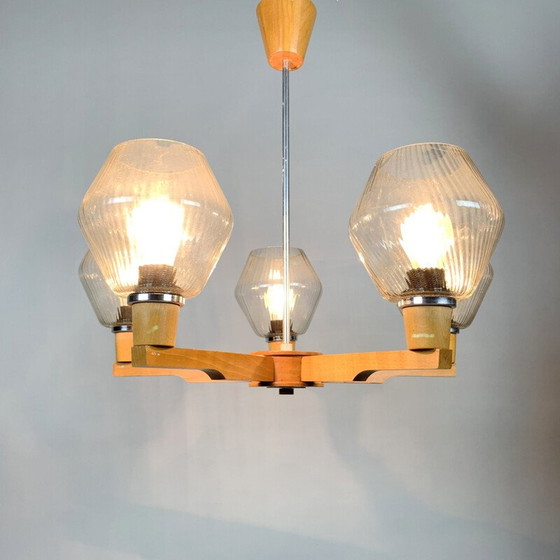 Image 1 of Vintage-Kronleuchter von Drevo Humpolec, Tschechoslowakei 1970