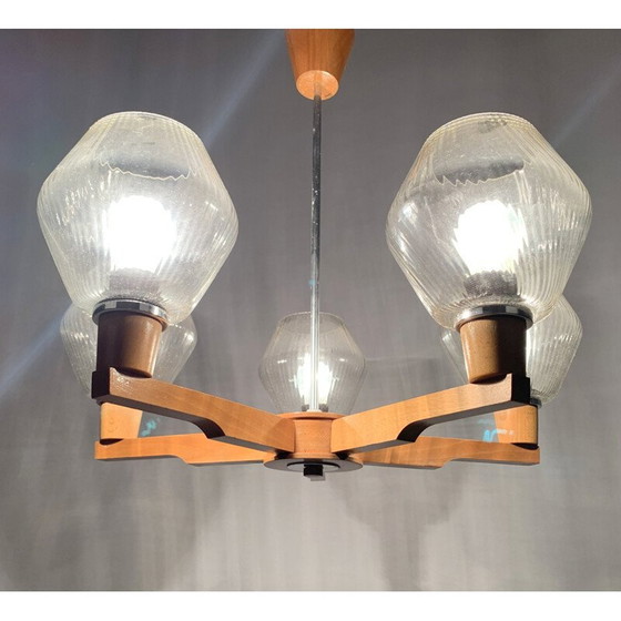 Image 1 of Vintage-Kronleuchter von Drevo Humpolec, Tschechoslowakei 1970