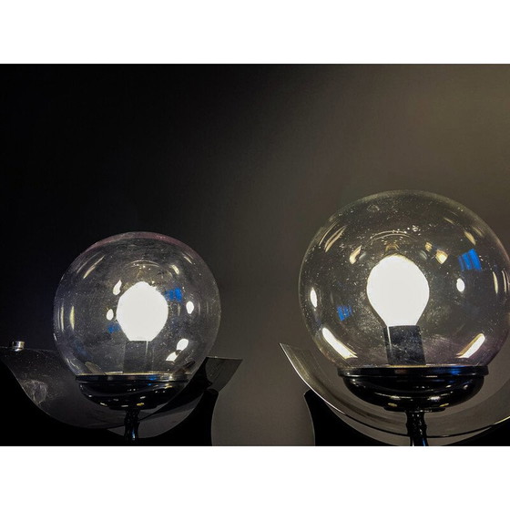 Image 1 of Vintage-Wandleuchte aus Metall und geblasenem Glas, Italien 1970