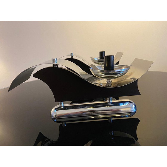 Image 1 of Vintage-Wandleuchte aus Metall und geblasenem Glas, Italien 1970