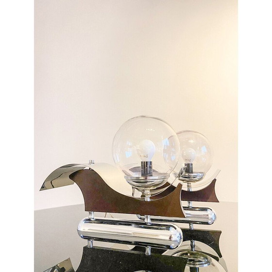 Image 1 of Vintage-Wandleuchte aus Metall und geblasenem Glas, Italien 1970