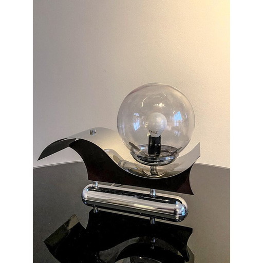 Vintage-Wandleuchte aus Metall und geblasenem Glas, Italien 1970