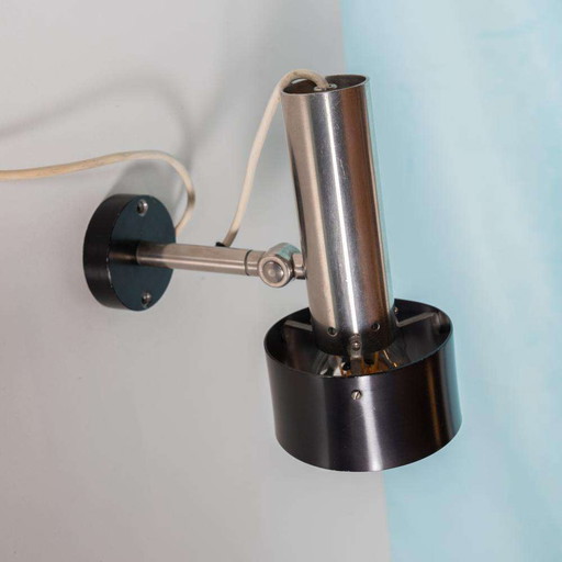 Vintage-Design-Wandspot 1960er Jahre Edelstahl/Schwarz Nordisk Solar