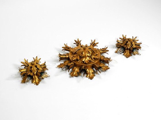 Image 1 of Satz von drei schönen 1960er italienischen Decken- oder Wandlampen von Banci Firenze Italien