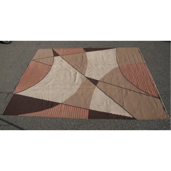 Image 1 of Geometrischer Kelim-Teppich, Tschechoslowakei 1950