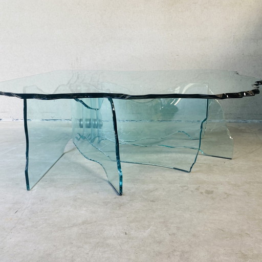 Fiam Italia "Shell" Design Couchtisch Danny Lane, Italy 1988 – salontafels, Glass, rvs, Vintage (photo 2 of 23)