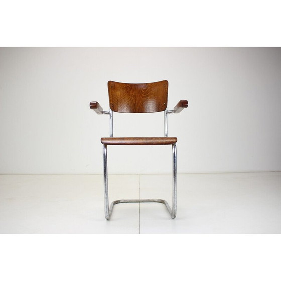 Image 1 of Verchromter Bauhaus-Sessel von Rudolf Vichr Prag, Tschechoslowakei 1930er Jahre