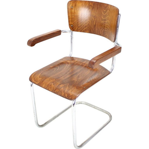 Verchromter Bauhaus-Sessel von Rudolf Vichr Prag, Tschechoslowakei 1930er Jahre