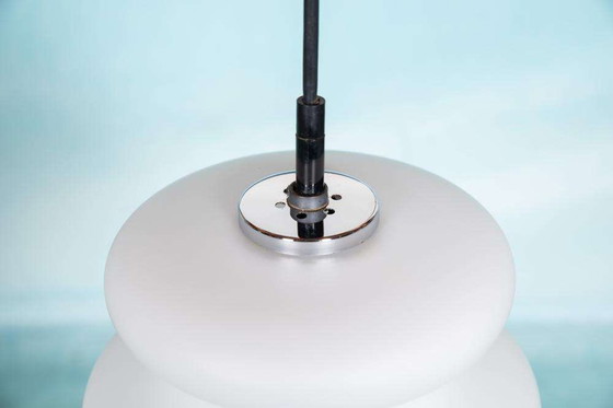 Image 1 of Space Age Milchglas-Pendelleuchte, organisch geformte Pendelleuchte