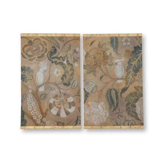 Image 1 of Vintage gemalt Leinwand Sittiche