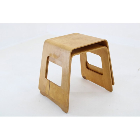 Image 1 of Paar Vintage-Holzhocker von Lisa Norinder für Ikea, Schweden 1990