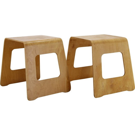 Paar Vintage-Holzhocker von Lisa Norinder für Ikea, Schweden 1990