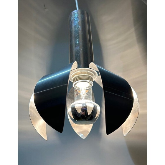 Image 1 of Vintage-Pendelleuchte aus Chrom und gebürstetem Stahl