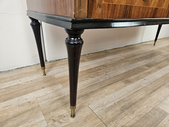 Image 1 of 1960S Schlafzimmer Kommode mit sechs Schubladen und Glasplatte