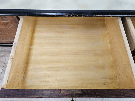 Image 1 of 1960S Schlafzimmer Kommode mit sechs Schubladen und Glasplatte