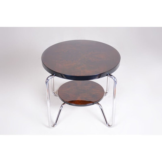 Image 1 of Couchtisch aus Nussbaum und Chromstahl im Art-Deco-Stil, 1950